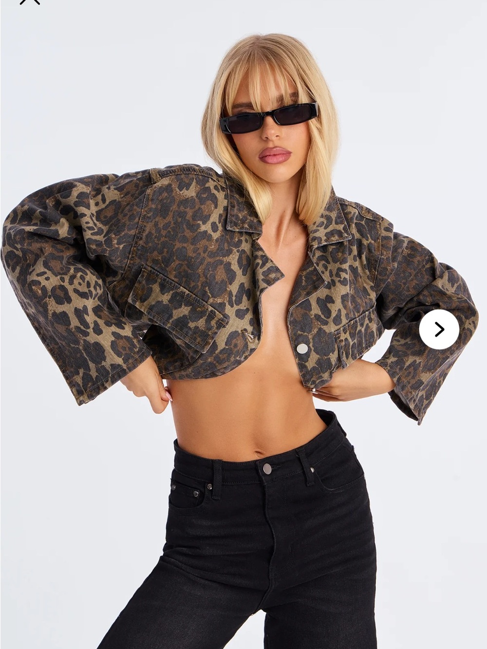 Fashion Nova Leopard Print Cropped Jacket XS